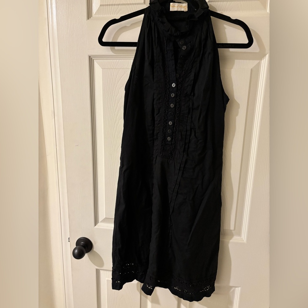 Union of Angels Sophisticated Black Halter Cotton Mini Dress Size Large